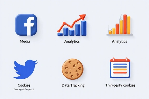 Iconos de redes sociales y seguimiento de datos