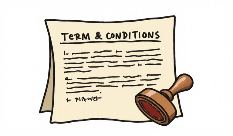 Ilustración de documentos legales con un sello de aprobación.