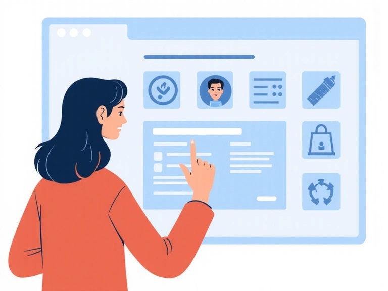 Ilustración de una persona revisando y gestionando sus datos personales en una interfaz digital